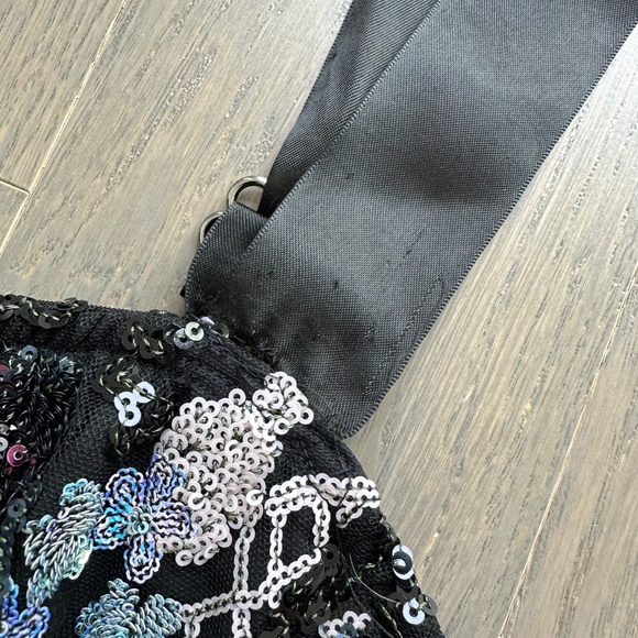 Bronx and Banco Annabell Sequined Sequin Floral Jumpsuit Black Bustier SMALL - Picture 6 of 12